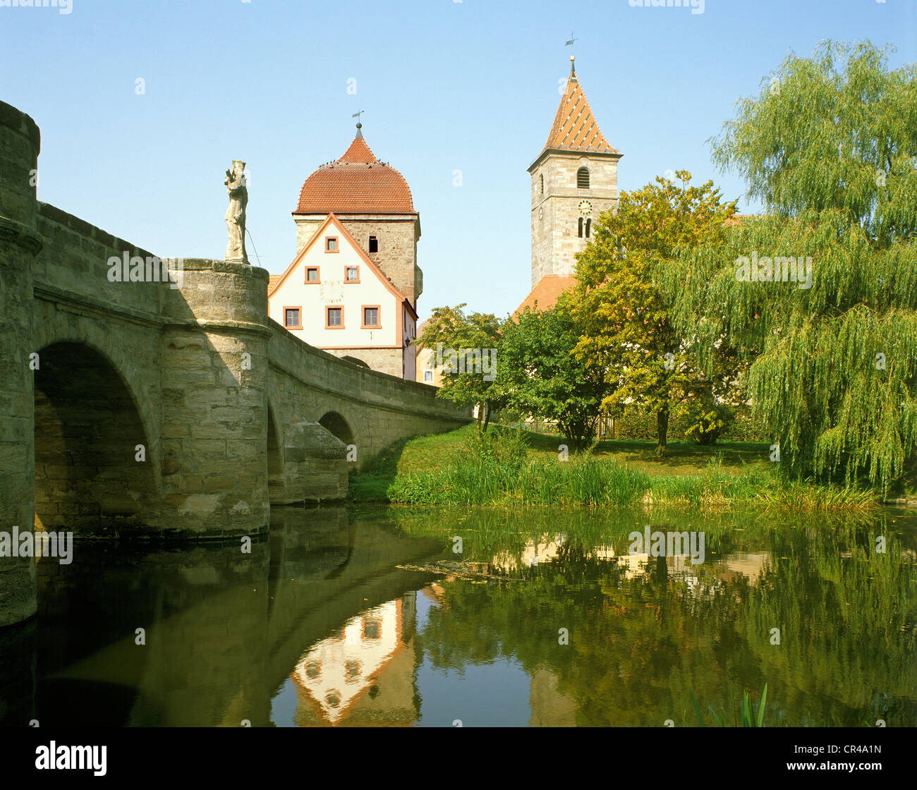 Brücke über die Altmühl, Ornbau, Mittelfranken, Franken, Bayern, Deutschland, Europa Stockfoto