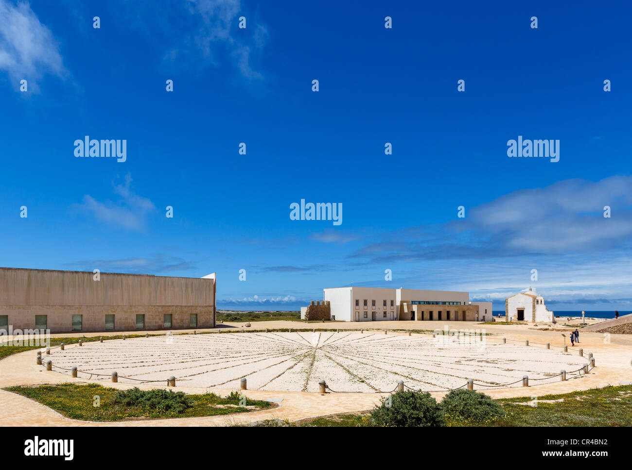 Die Windrose im historischen 16thC Fortaleza (Festung) in Sagres, Algarve, Portugal Stockfoto