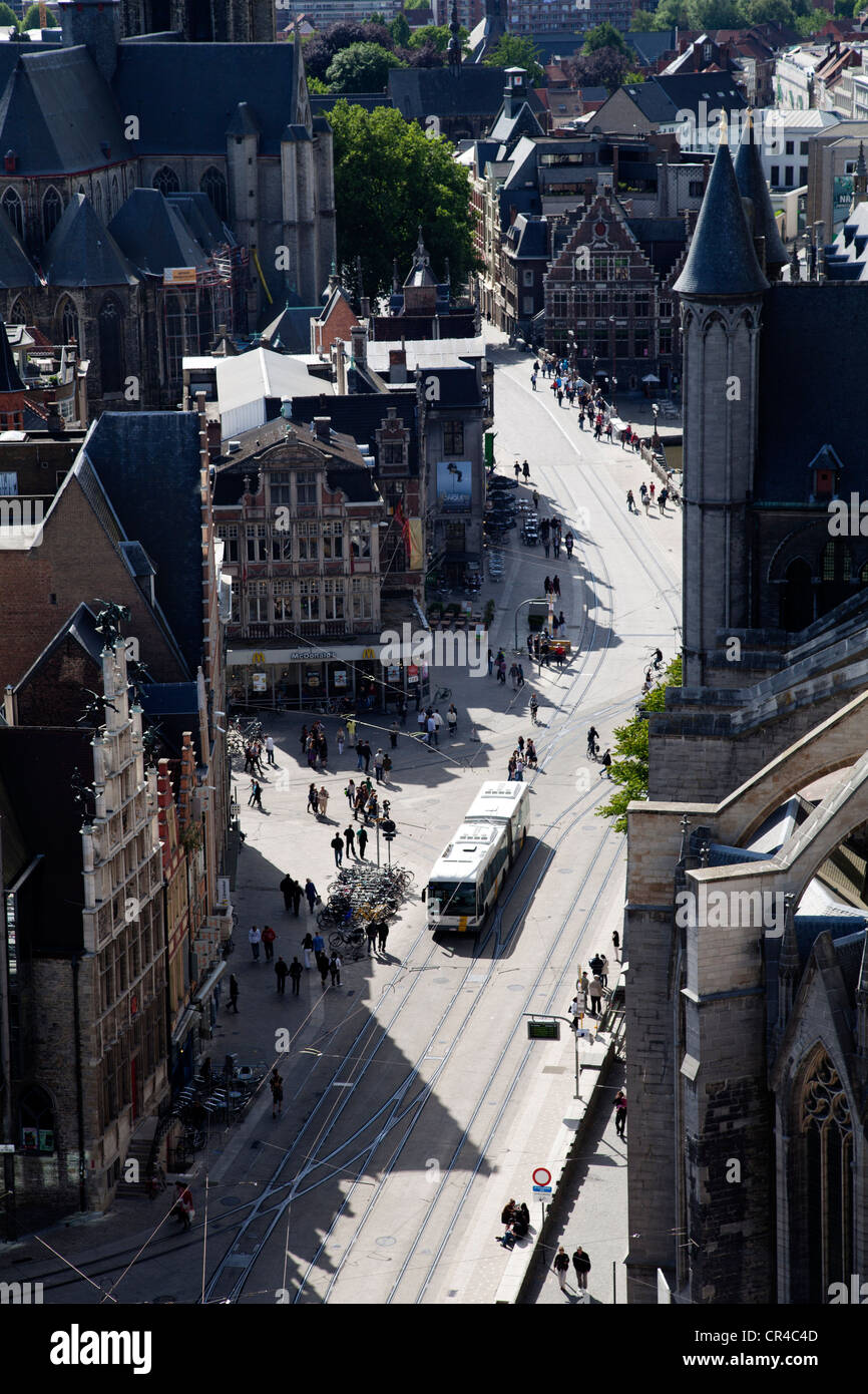 Ansicht von Gent aus dem Glockenturm, Belgien, Europa Stockfoto