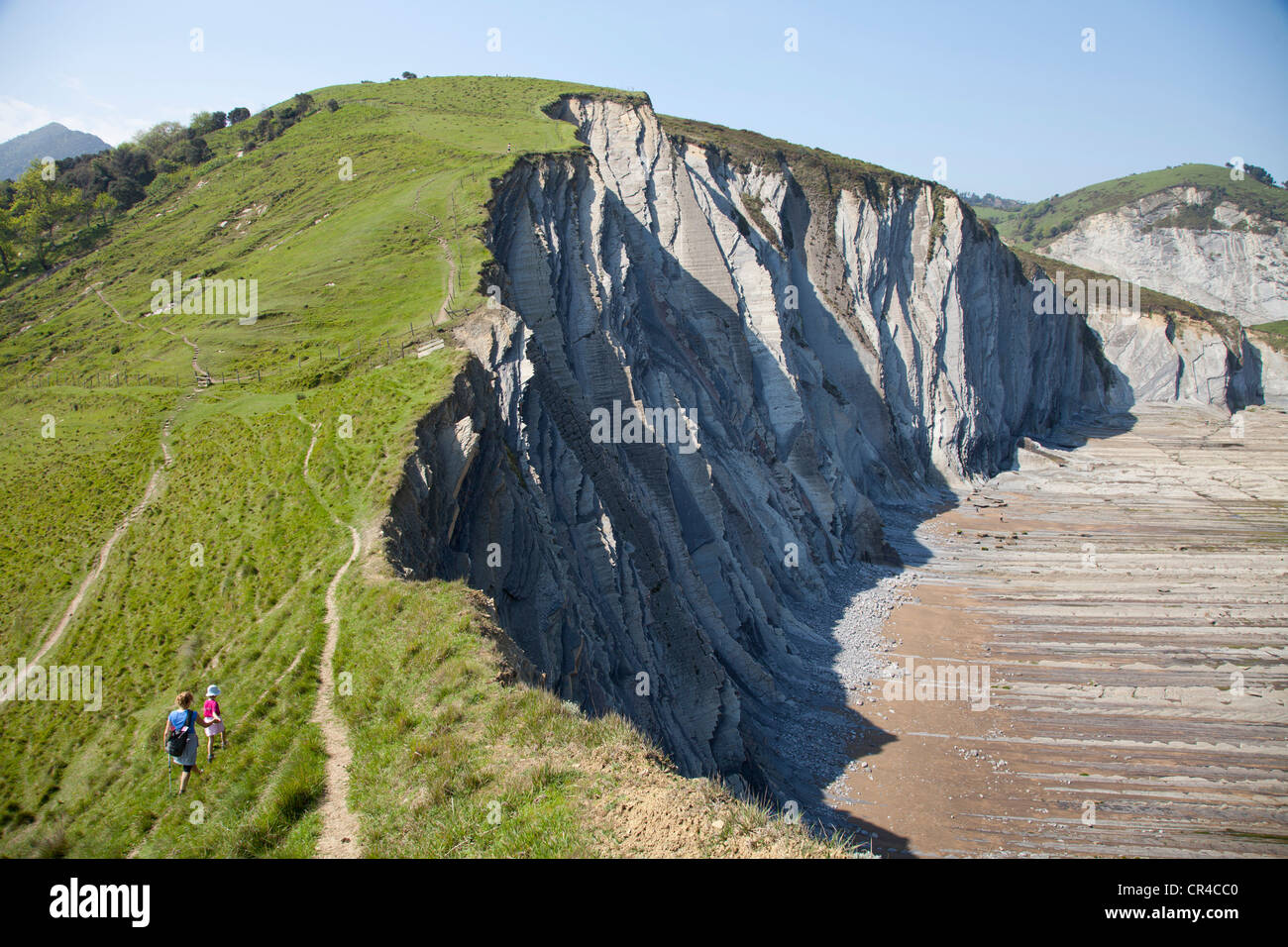 Flysch an der Küste von Zumaia, Guipuzcoa, baskische Land, Spanien, Europa Stockfoto