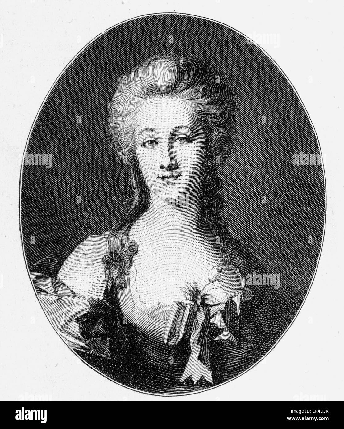 Anna Elisabeth Schoenemann, Lili Schonemann (1758-1817), Verlobte von j. W. von Goethe, Stahlstich, vor 1880 Stockfoto