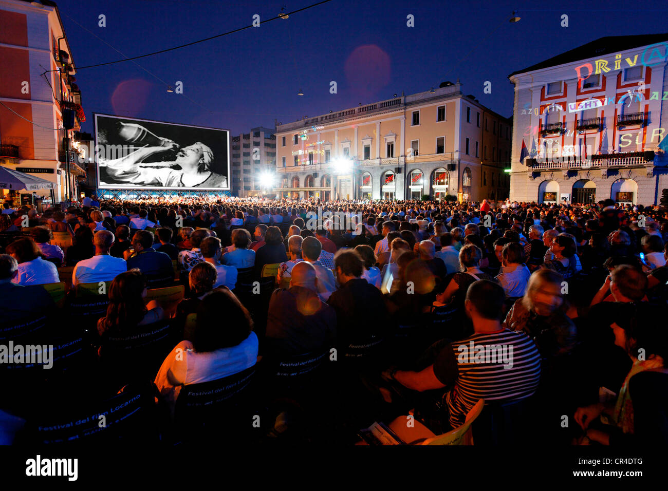 Locarno International Film Festival, jährliche Veranstaltung, in der Piazza Grande, Locarno, Kanton Tessin, Schweiz, Europa Stockfoto
