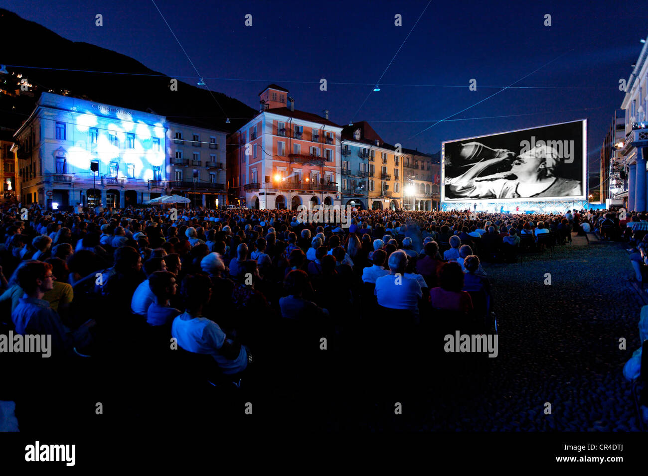 Locarno International Film Festival, jährliche Veranstaltung, in der Piazza Grande, Locarno, Kanton Tessin, Schweiz, Europa Stockfoto