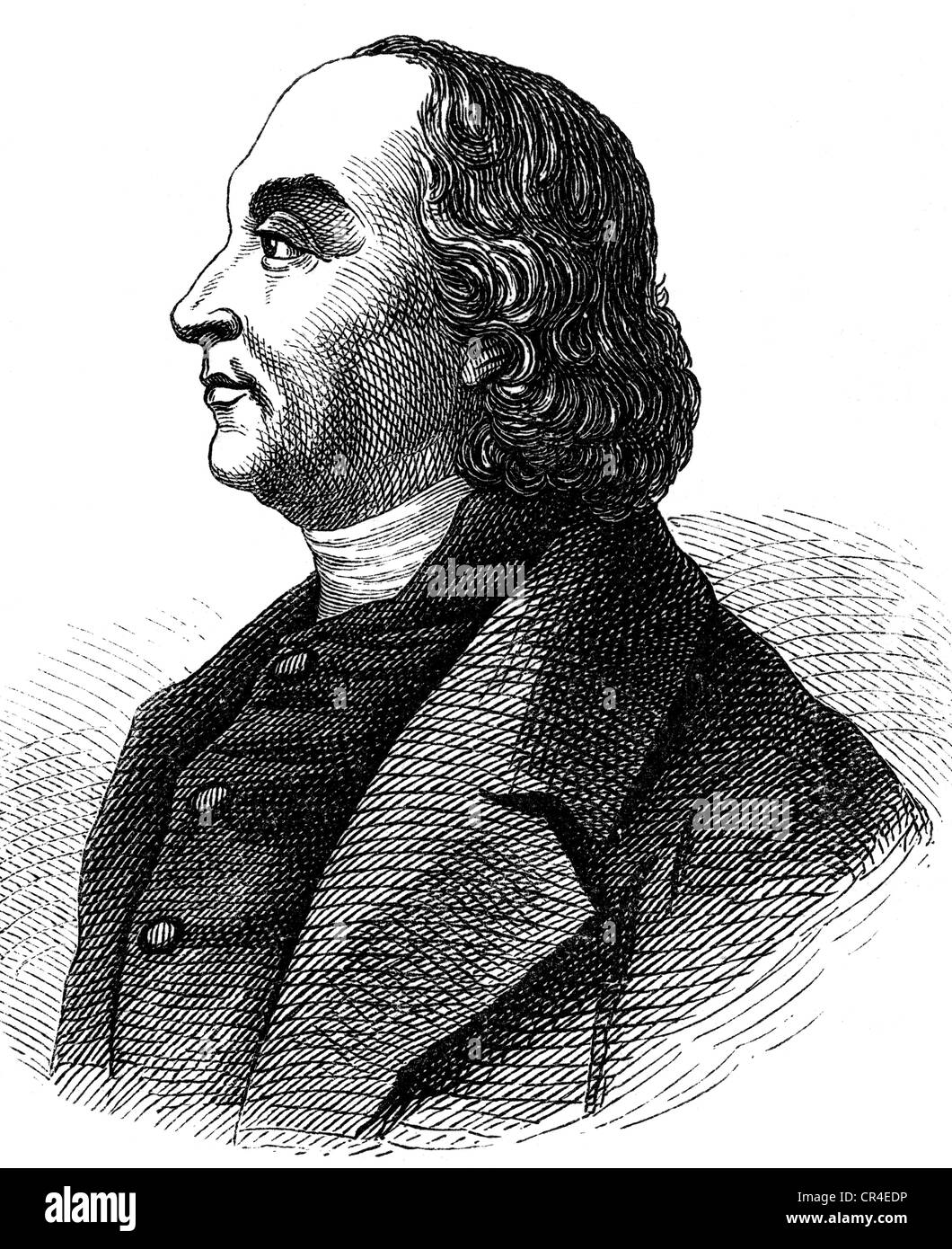 Nails, Hans George, 16.5.171 - 26.12.186, Schweizer Musiker (Komponist), Pädioge, Porträt, Profil, Holzgravur, 19. Jahrhundert, Stockfoto