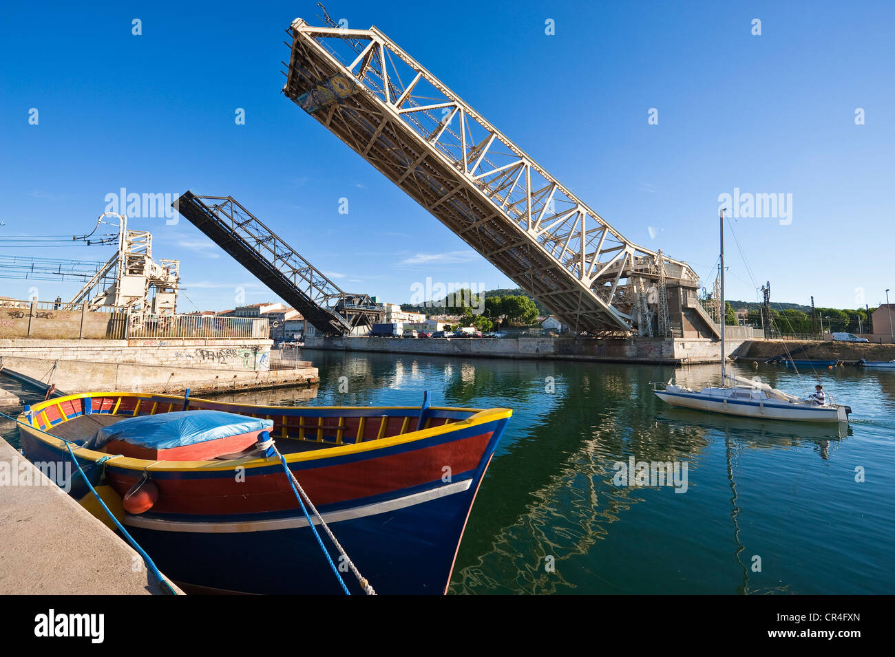 Frankreich, Herault, Sete, Quartier De La Pointe Courte (Pointe Courte Bezirk), Pont Marechal Foch (Marechal Foch Brücke), Stockfoto