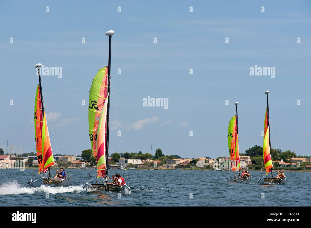 Frankreich, Herault, Sete, Bassin de Thau, Hobbys Cat Regatta kleine Sport-Katamarane Stockfoto