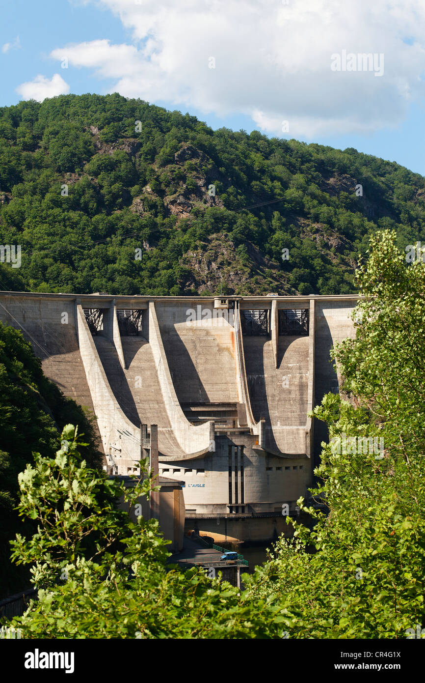 Staudamm von Aigle, Dordogne Fluss, Correze, Limousin, Frankreich, Europa Stockfoto