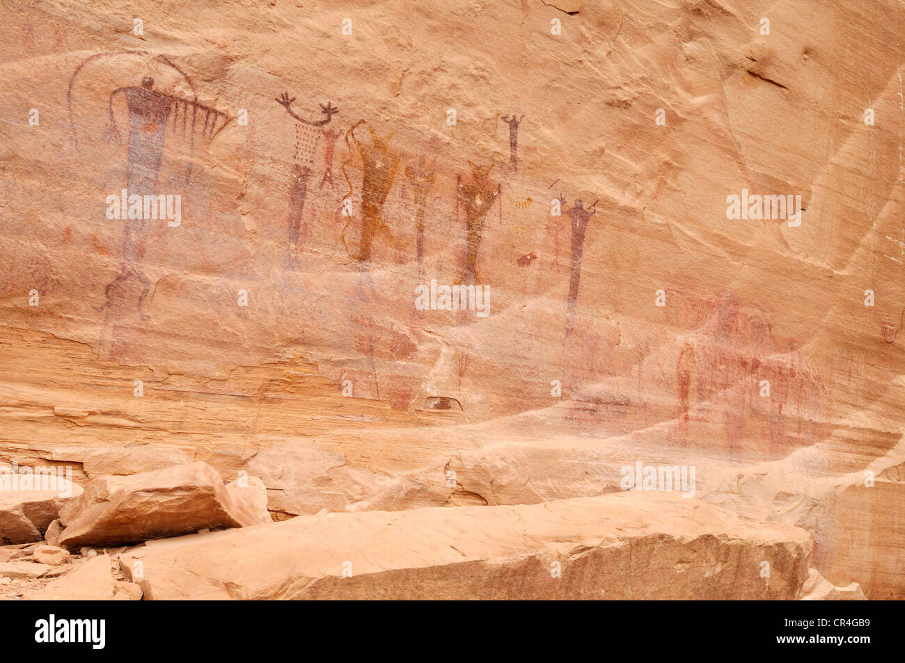 Indianische Felszeichnungen, Buckhorn zeichnen Petroglyphen, San Rafael Swell, Utah, USA, Nordamerika Stockfoto