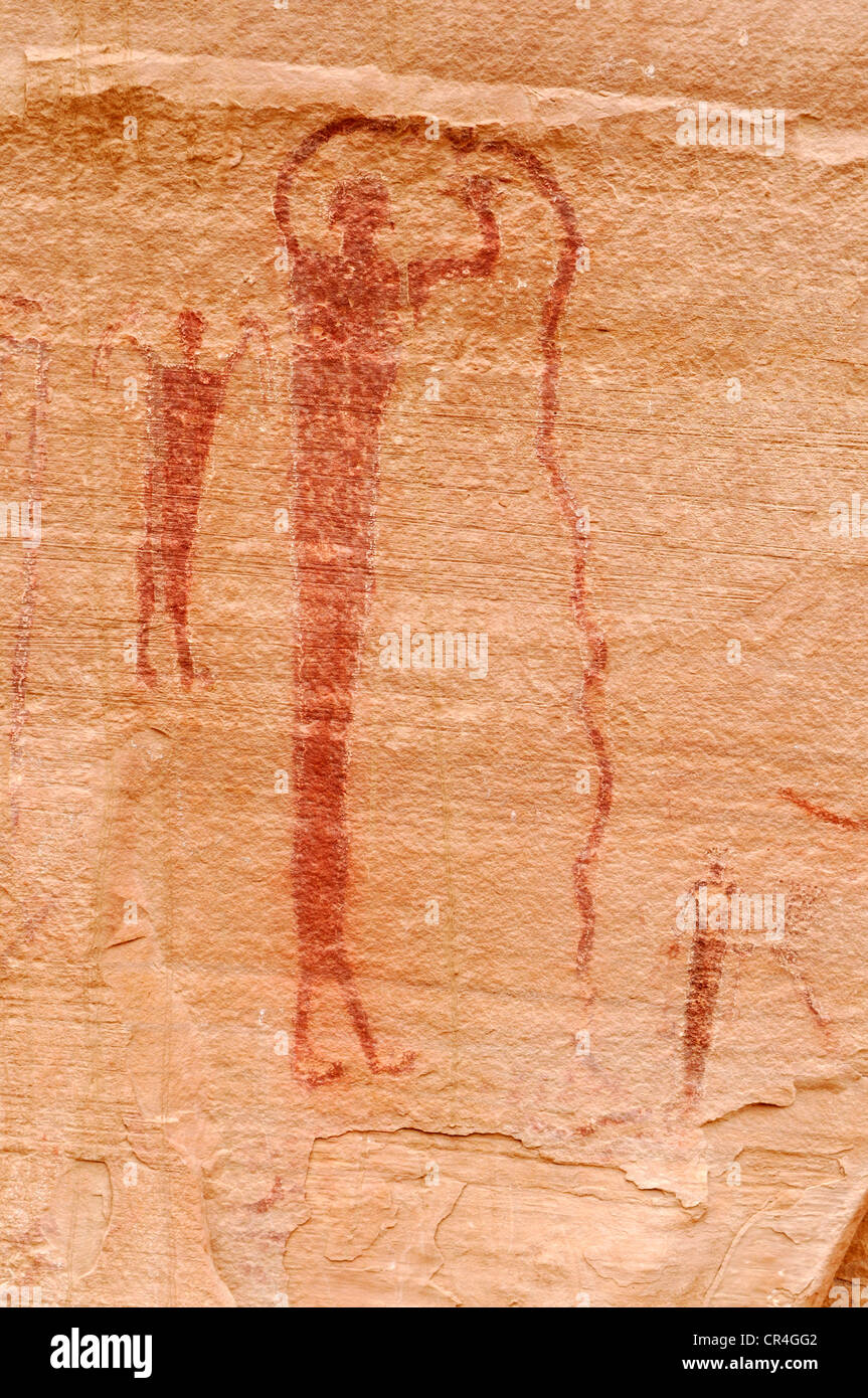 Native American Indian Felskunst Buckhorn zeichnen Petroglyphen, San Rafael Swell, Utah, USA, Nordamerika Stockfoto