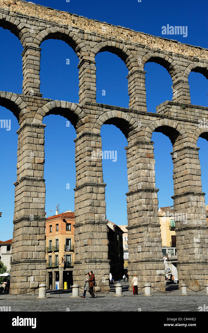 Spanien, Kastilien-León, Segovia, Altstadt UNESCO-Weltkulturerbe, das römische Aquädukt Stockfoto