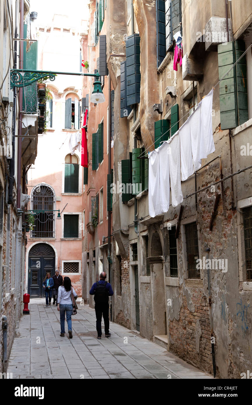 Gasse, Ghetto Viertel Cannaregio, Venedig, UNESCO-Weltkulturerbe, Venetien, Italien, Europa Stockfoto