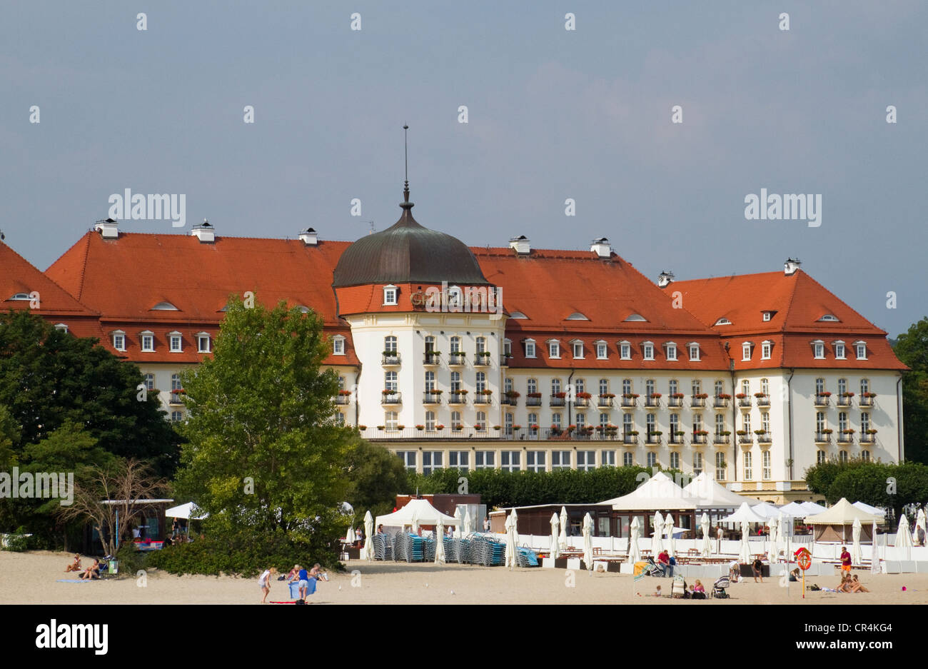 Das Grand Hotel gesehen vom Pier Sopot Stockfoto