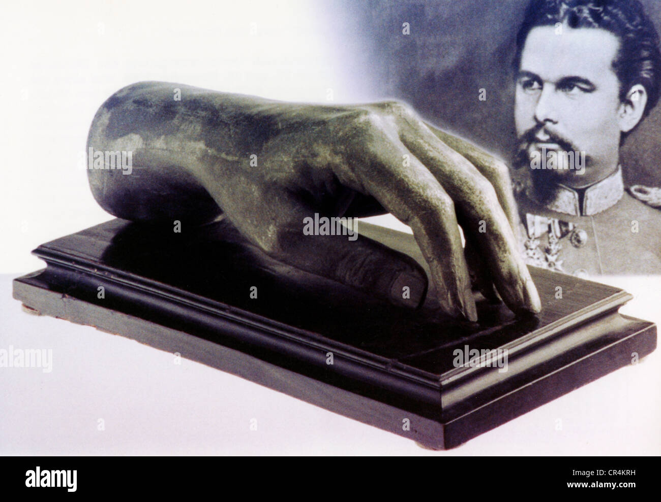Louis II., 25.8.1845 - 13.6.1886, König von Bayern 10.3.1864 - 13.6.1886, Porträt und Form seiner Hand, Auktion, Hermann Historica, München, 23.11.1996, Stockfoto