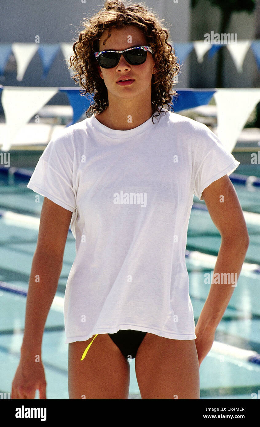 Almsick, Franziska van, * 5.4.1978, deutsche Schwimmerin, halbe Länge, Florida, 1993, Stockfoto