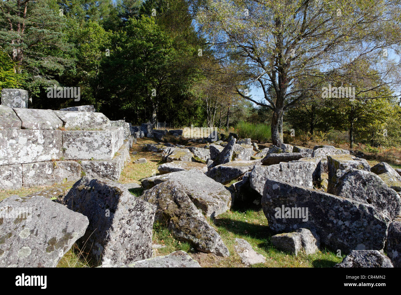 Gallo-römische Ausgrabungsstätte von Les Cars, Saint Halbhöhle Les Oussines, Parc Naturel Regional de Millevaches En Limousin, Stockfoto