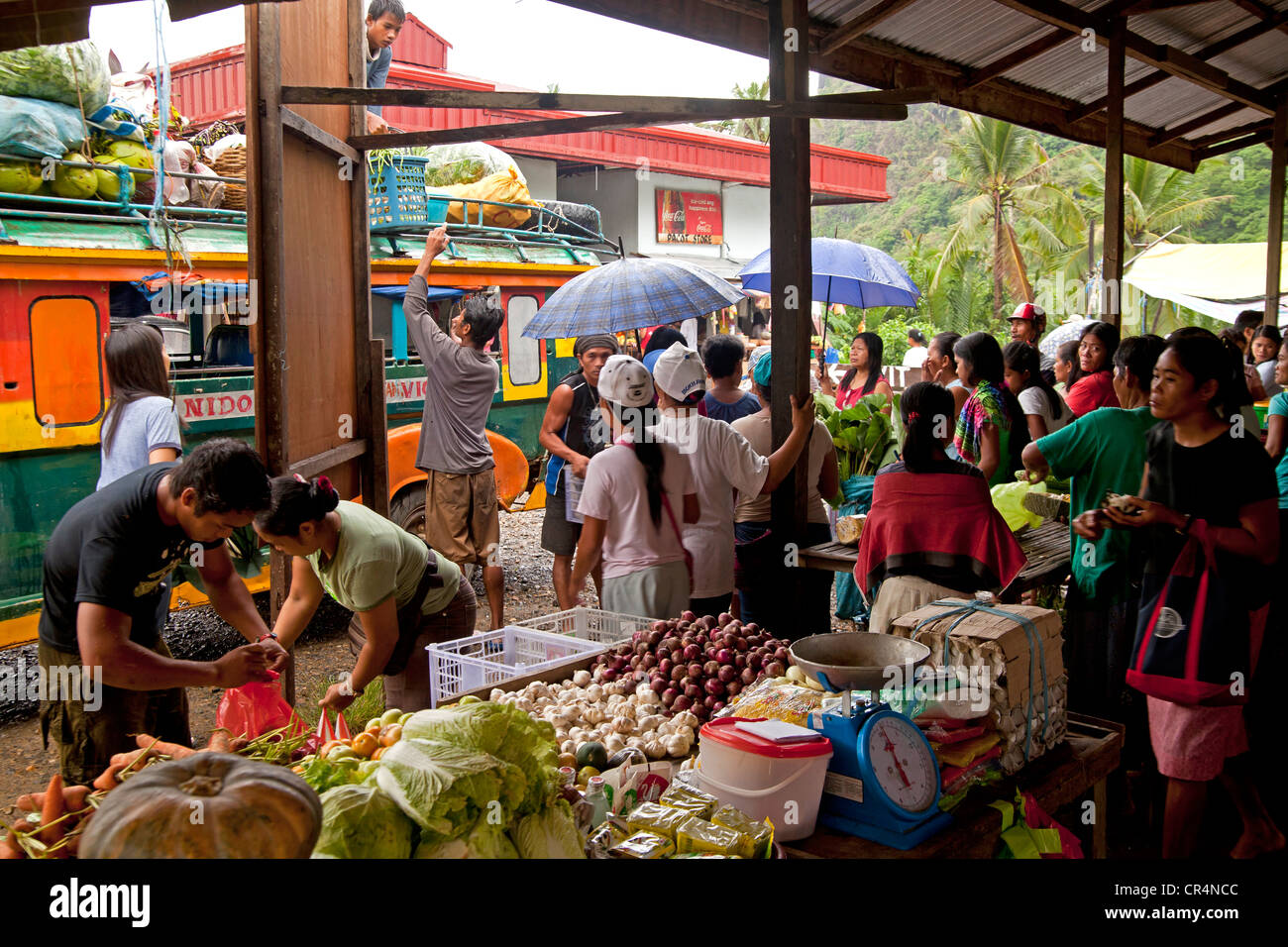 der kleine Markt in El Nido, Palawan, Philippinen, Asien Stockfoto
