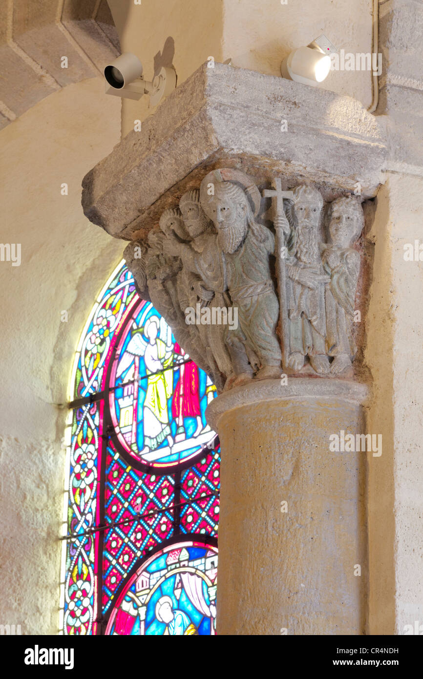 Hauptstadt Saint-Nectaire, 12. Jh. romanische Kirche, Parc Naturel Regional des Vulkane d ' Auvergne, Vulkane der Auvergne Stockfoto