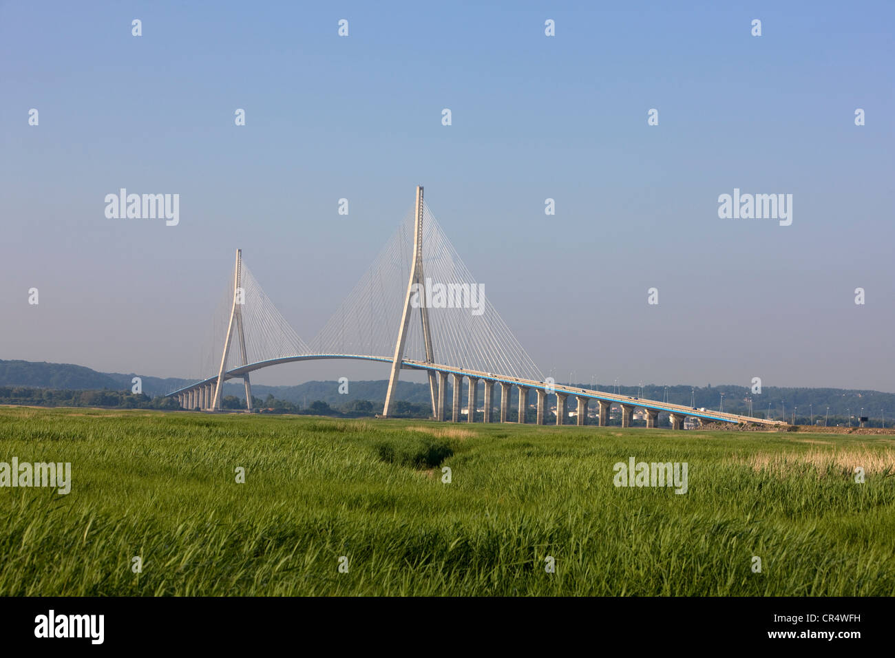 Die Normandie-Brücke, Le Havre, Seine-Maritime, Frankreich Stockfoto