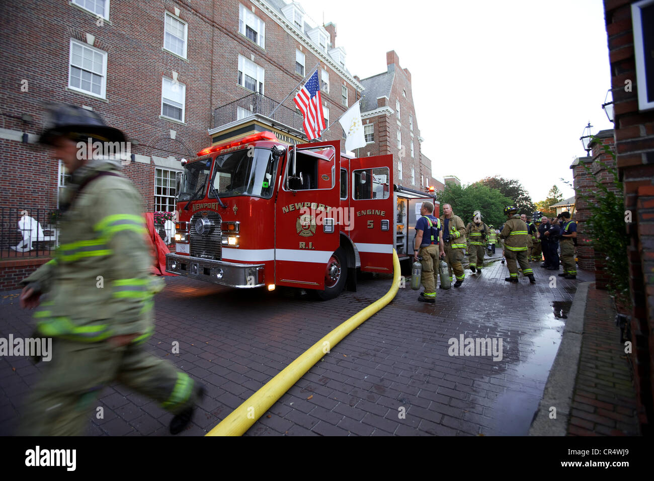 USA, Rhode Island, Newport, eine Feuerwehr Intervention im Viking Hotel Stockfoto