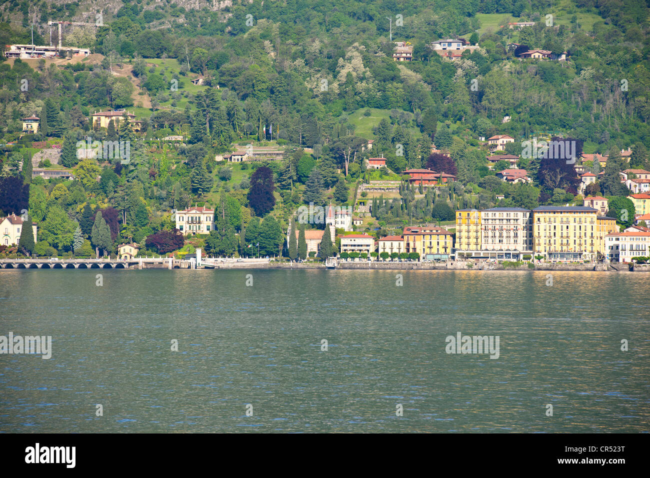 Panorama, Blick über den See von Bellagio, Städte, Candenabbia, Tremezzo, Menagio, Luxus-Villen, Seen in Italien, Comer See, Italien Stockfoto