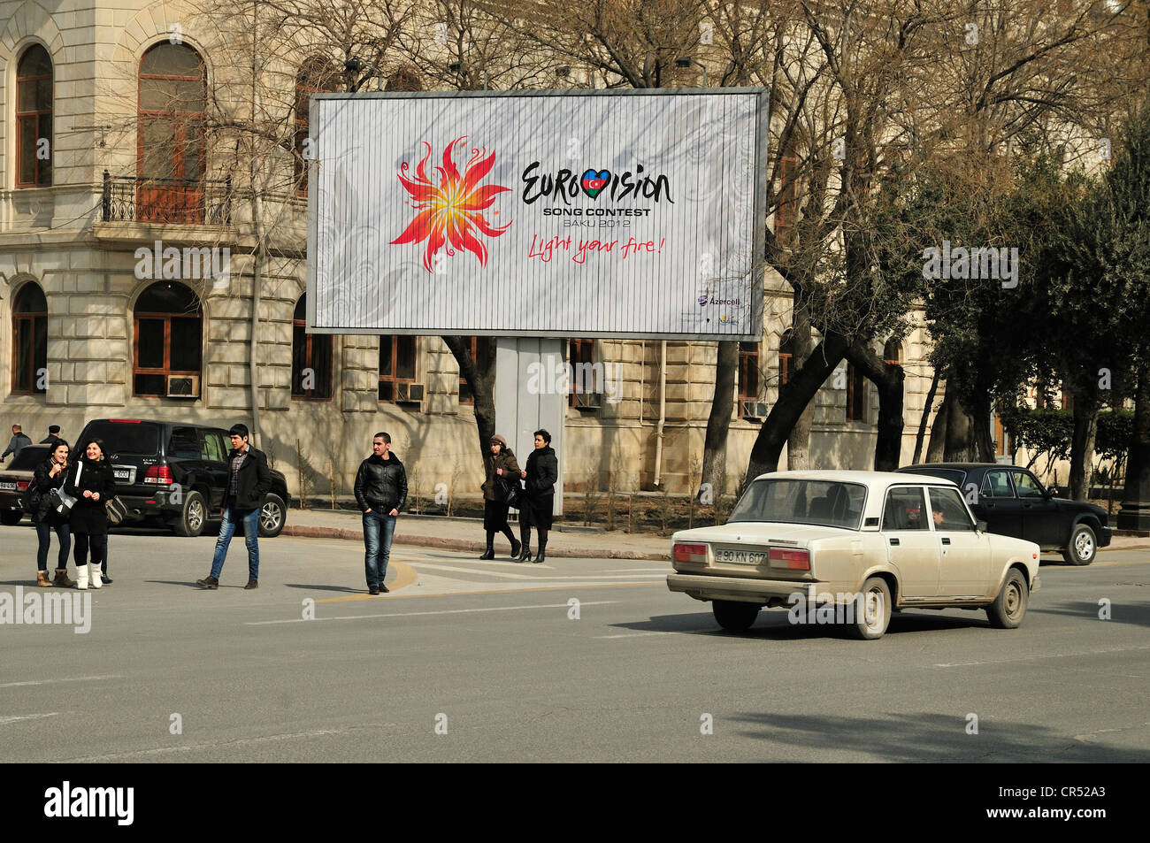 Werbung für den Eurovision Song Contest, der zum ersten Mal in Aserbaidschan, 26. Mai 2012 stattfindet Stockfoto