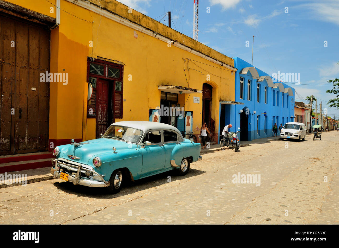 Oldtimer im historischen Stadtzentrum von Trinidad, Kuba, Karibik Stockfoto