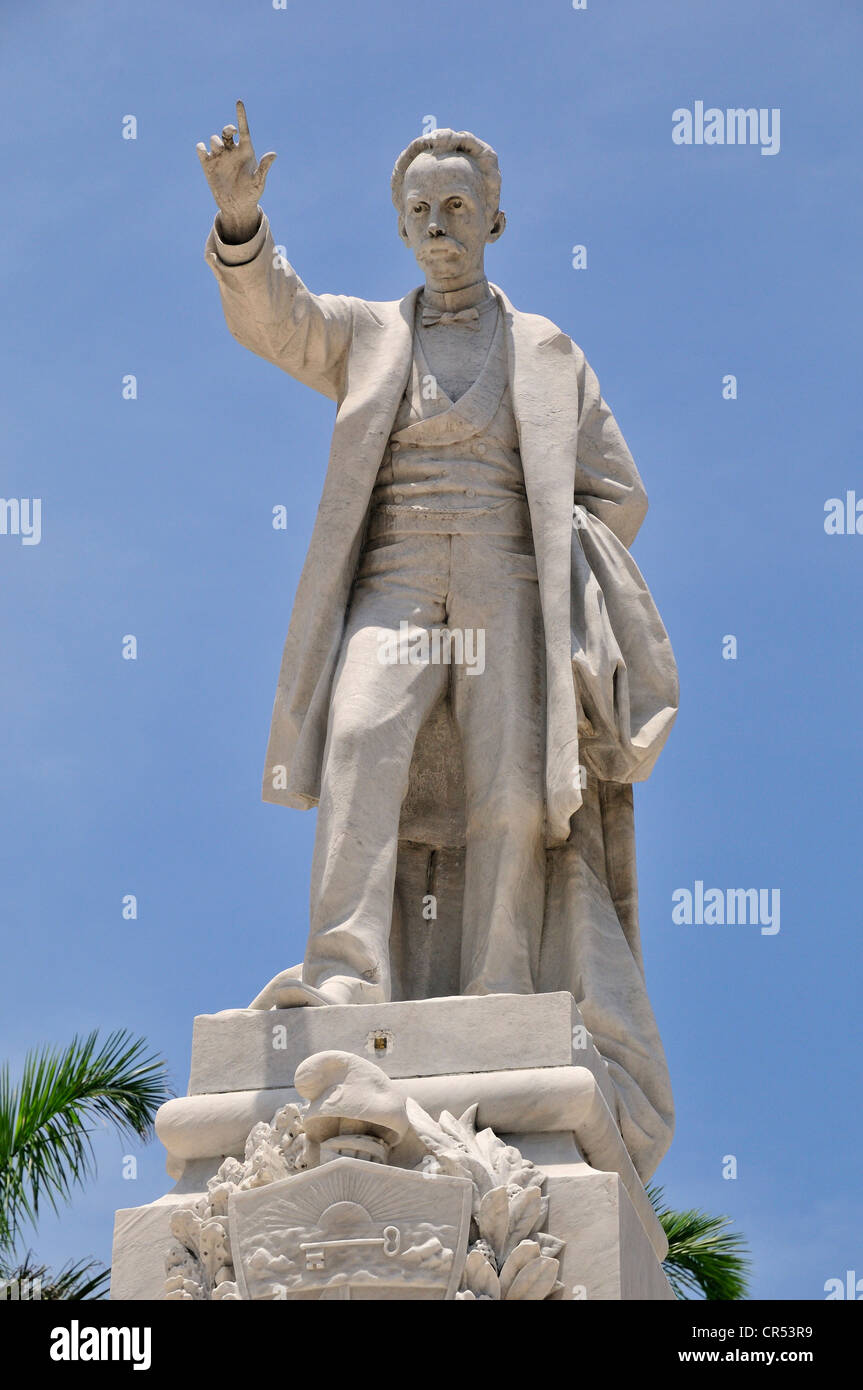 Denkmal für den Schriftsteller und Nationalheld Jose Marti, Altstadt Habana Vieja, UNESCO-Weltkulturerbe, Havanna, Kuba, Caribbean Stockfoto