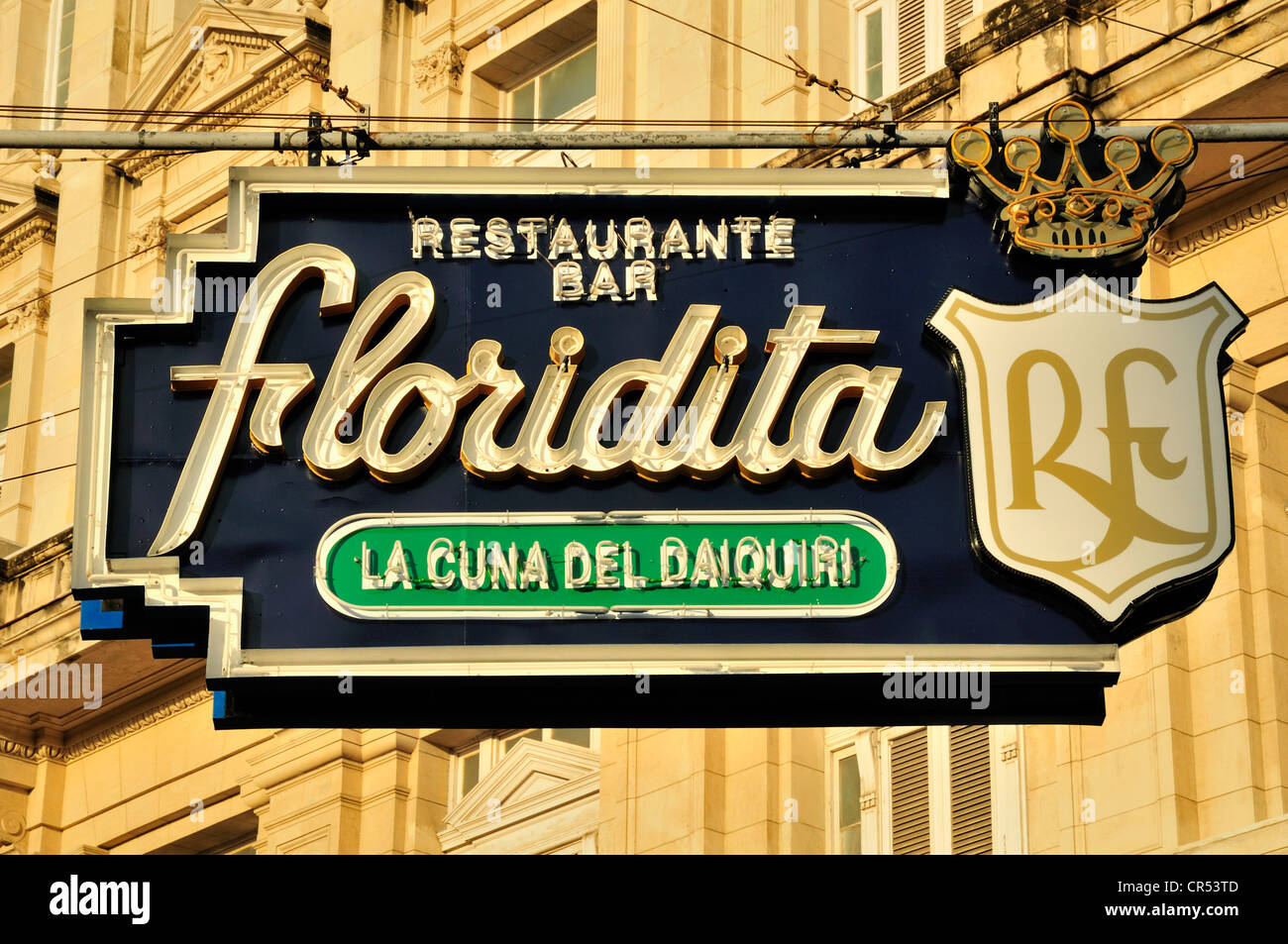 Inn-Zeichen der Floridita Bar, Hemingway der Favorit bar in Alt-Havanna, Habana Vieja, Havanna, Kuba, Caribbean Stockfoto