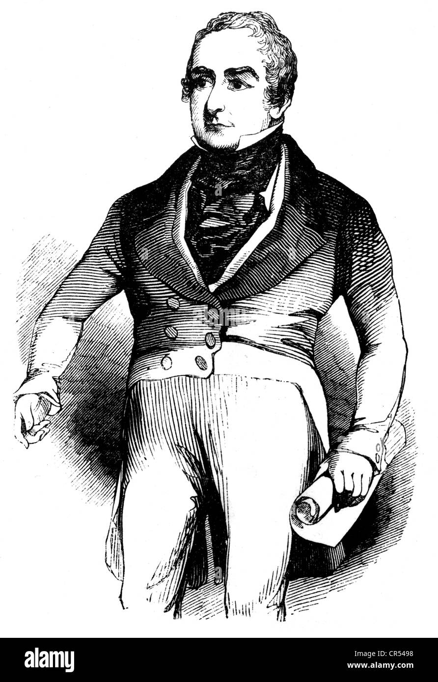 Peel, Robert, 5.2.8 - 2.7.1850, britischer Politiker (Tory), Premierminister 1834/1835 und 1842-295, halbe Länge, zeitgenössische Holzgravur, Stockfoto