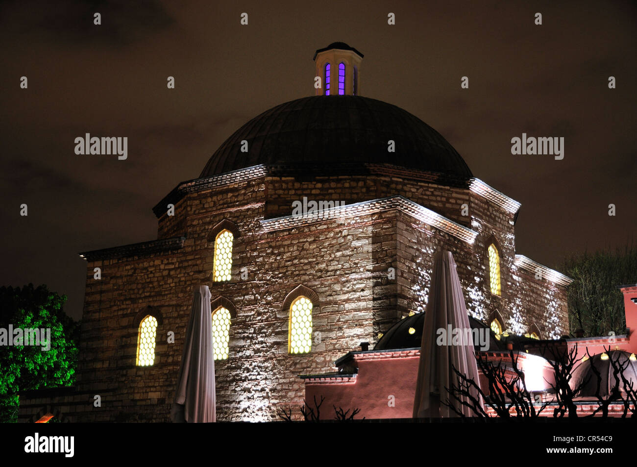 Haseki Huerrem Sultan Erholung ehemaligen türkischen Bad, Ayasofya Hamami, bei Nacht, Istanbul, Türkei, Europa Stockfoto