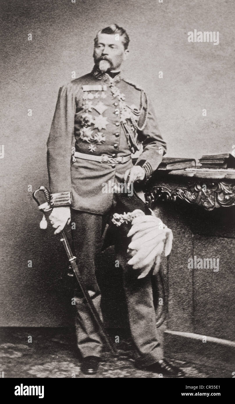 Tann-Rathsamhausen, Ludwig Freiherr von der, 18.6.1815 - 26.4.1881, Bayerischer General, Kommandierender General des I Bayern Armeekorps 1869 - 1881, volle Länge, ca. 1870, Stockfoto