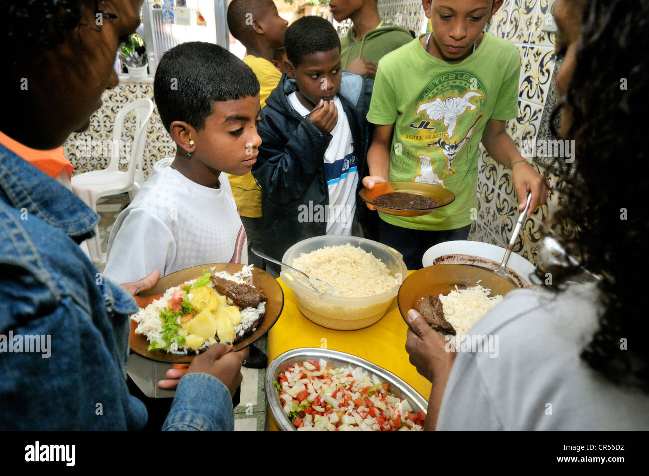 Food Bank ein Sozialprojekt, Favela Morro da Formiga Slum, Bezirk Tijuca, Rio De Janeiro, Brasilien, Südamerika Stockfoto