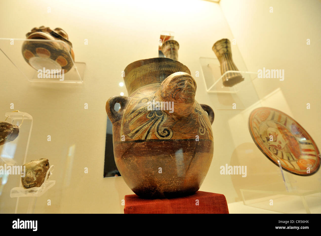 Vorspanische Keramik im Museum der Ausgrabungsstätte von der Pyramide von Cholula, Mexiko, Lateinamerika, Nordamerika Stockfoto
