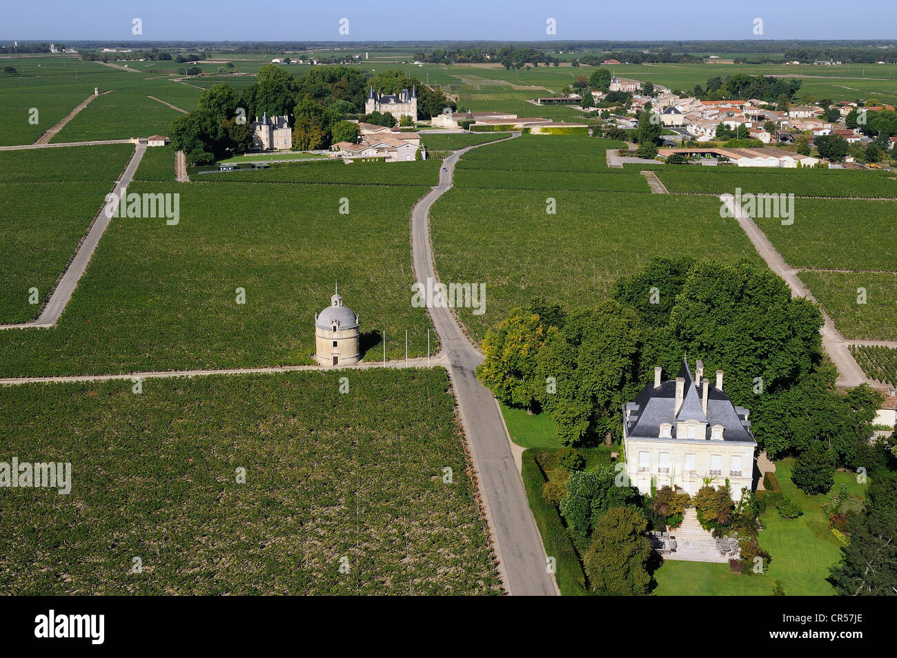 Frankreich, Gironde, Pauillac, Medoc Region, Chateau Latour wo Premier Grand Cru Wein und Chateau Pichon Longueville Stockfoto