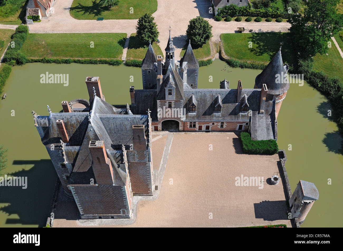 Frankreich, Loir et Cher, Sologne, Lassay Sur Croisne, Chateau du Moulin (Antenne) Stockfoto