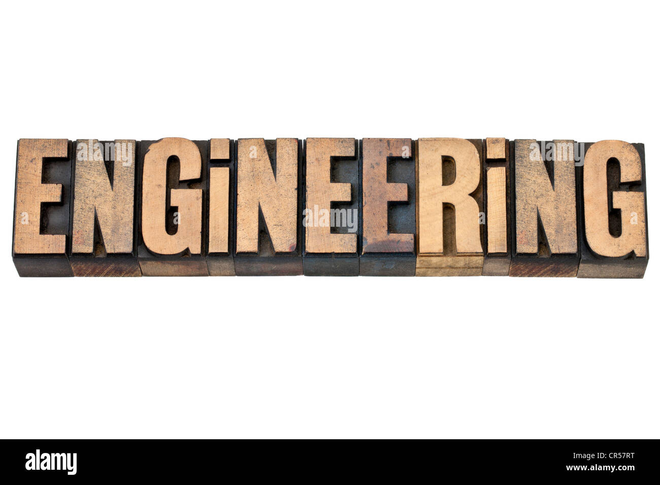 Engineering-Wort - isolierten Text in Vintage Buchdruck Holzart Stockfoto