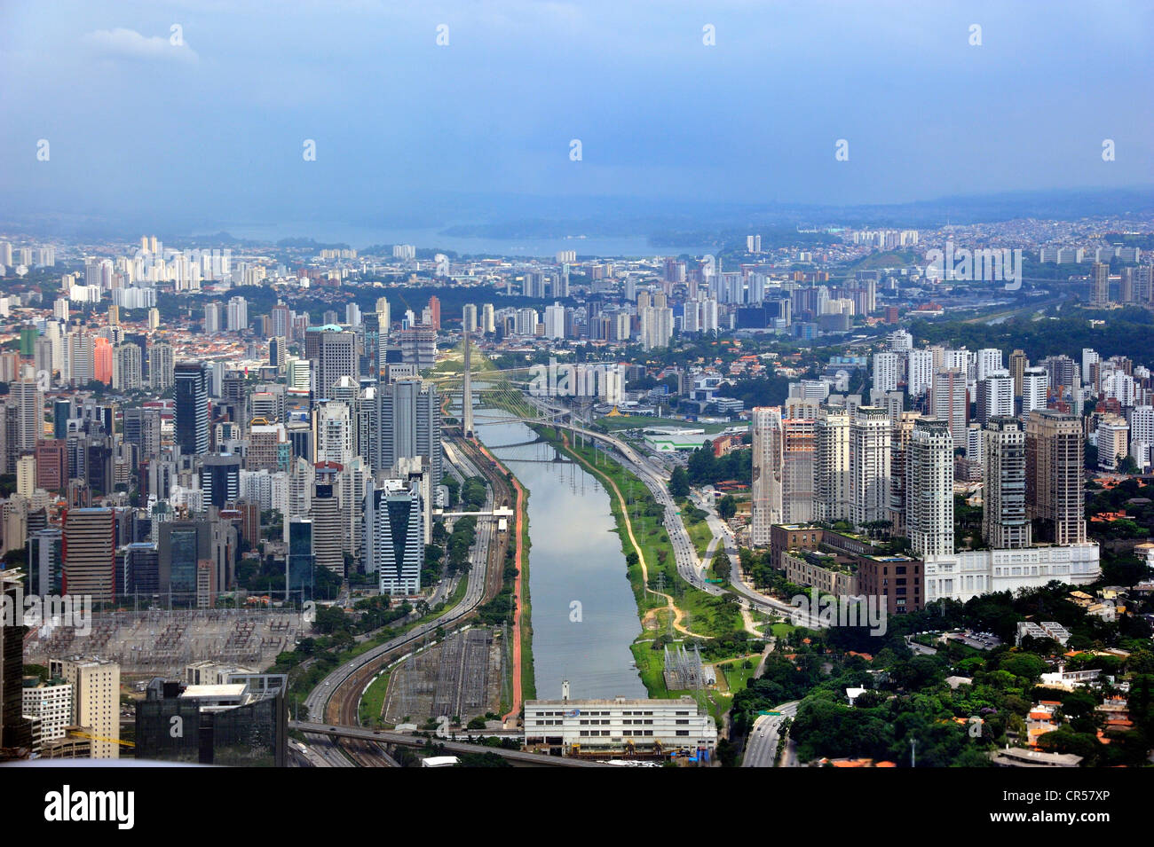 Luftaufnahme, Hochhäuser im neuen Finanzzentrum, Morumbi Bezirk, Sao Paulo, Brasilien, Südamerika Stockfoto