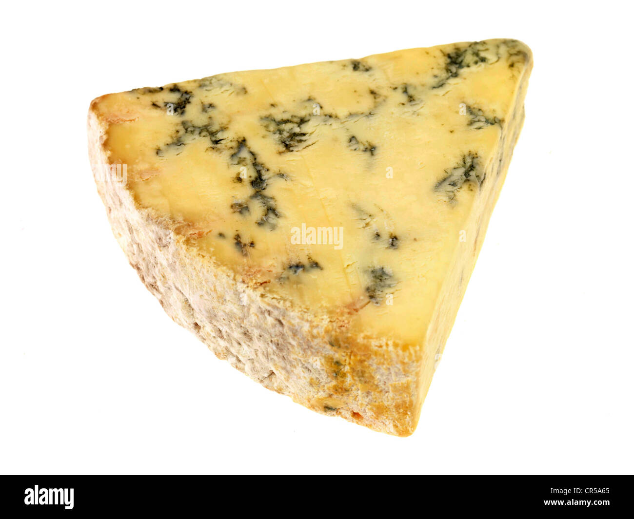 Frische reife Aromatische Keile von Blue Stilton Cheese Isoliert gegen einen weißen Hintergrund mit Keine Personen Stockfoto