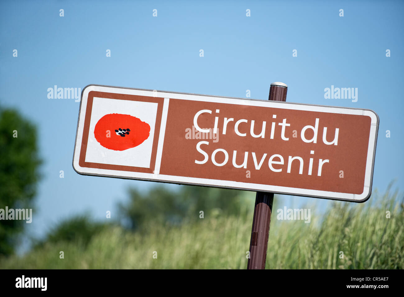Circuit du Souvenir Schild an der Somme, Frankreich Stockfoto