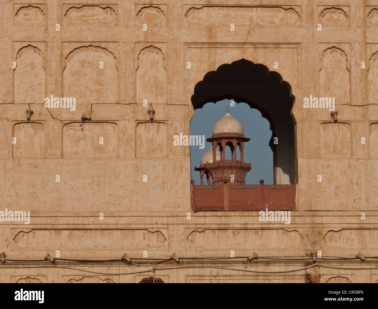 Detail der Jama Mashid in Lahore, einer der größten Moscheen in Asien, Punjab, Pakistan, Südasien Stockfoto