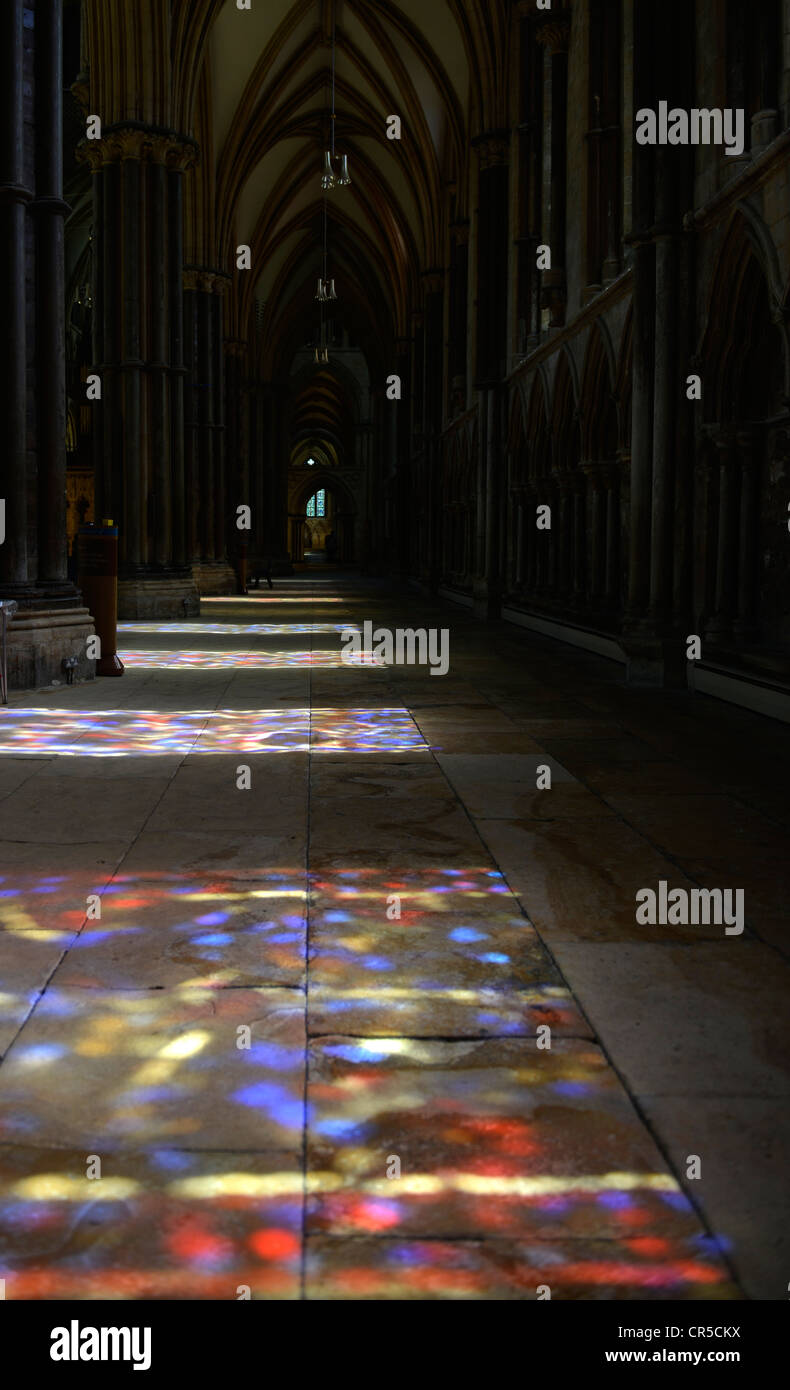 Reflexionen der Glasfenster in Lincoln Kathedrale-1 Stockfoto