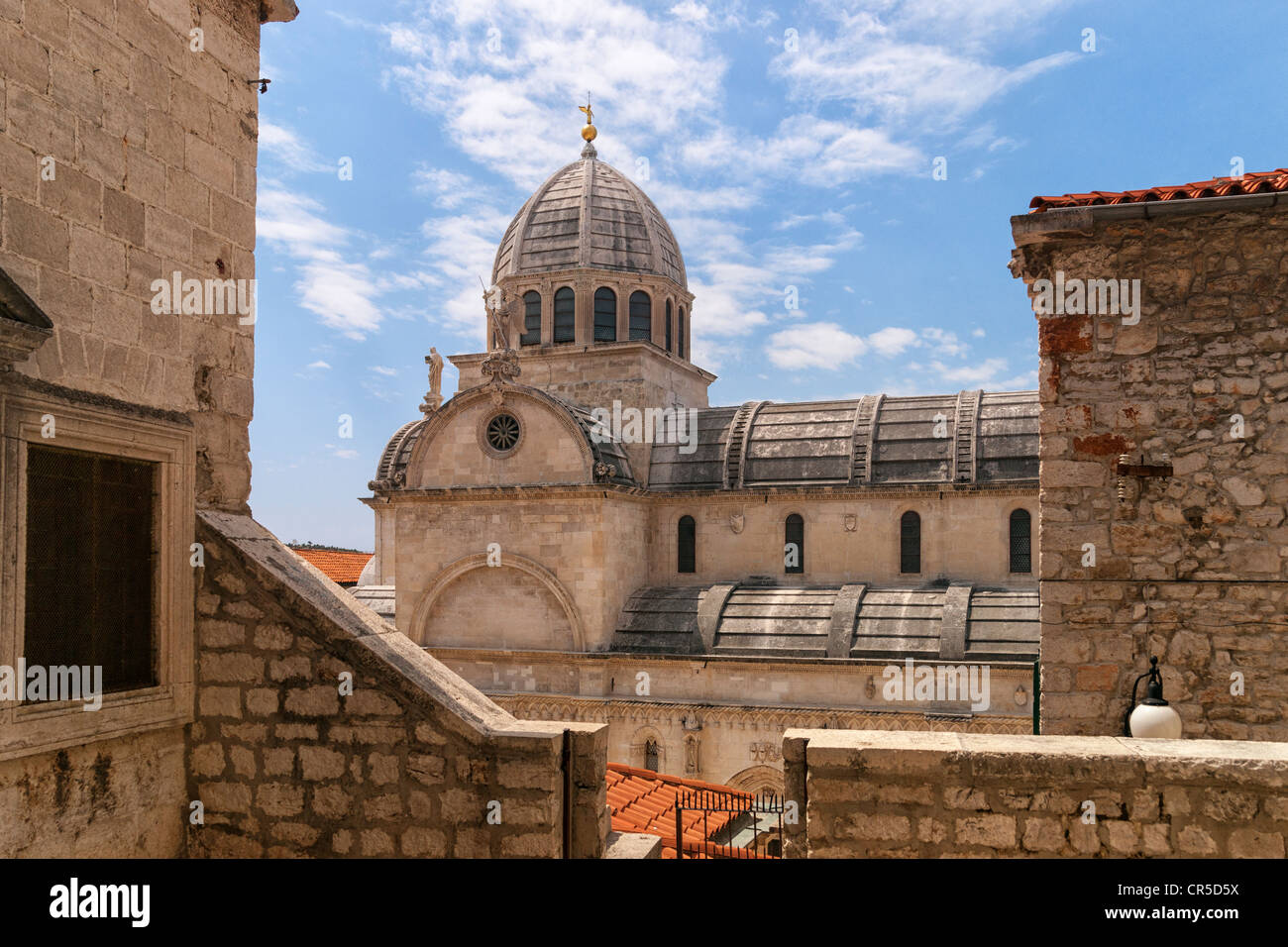 Die zentrale Kirche in Šibenik, die Kathedrale von St. James, befindet sich auf der UNESCO-Liste des Weltkulturerbes. Stockfoto