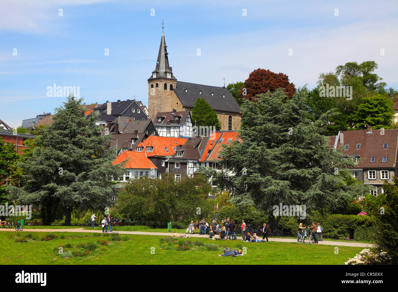 Alte Stadt Kettwig einen südlichen Teil der Stadt Essen, am Fluss Ruhr in Deutschland, Europa. Stockfoto