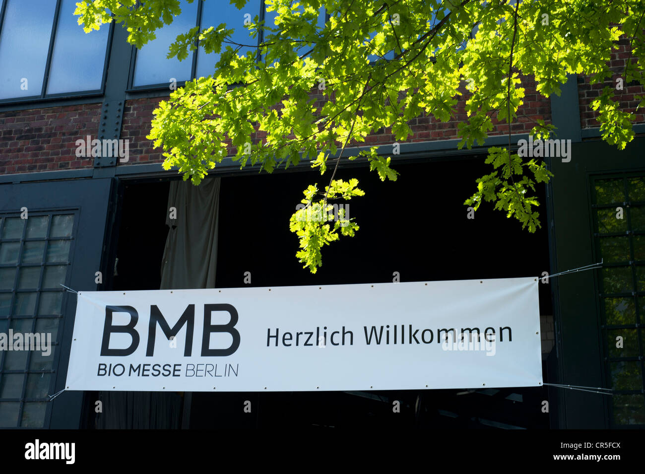Eingang des BMB Bio Messe Berlin, Oragnic Lebensmittelmesse Stockfoto