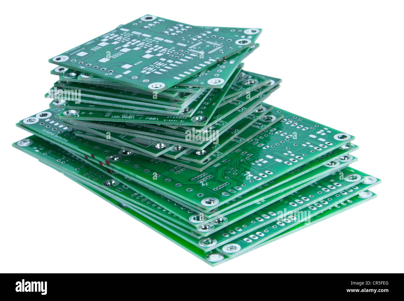 PCB isoliert auf weißem Hintergrund Stockfoto
