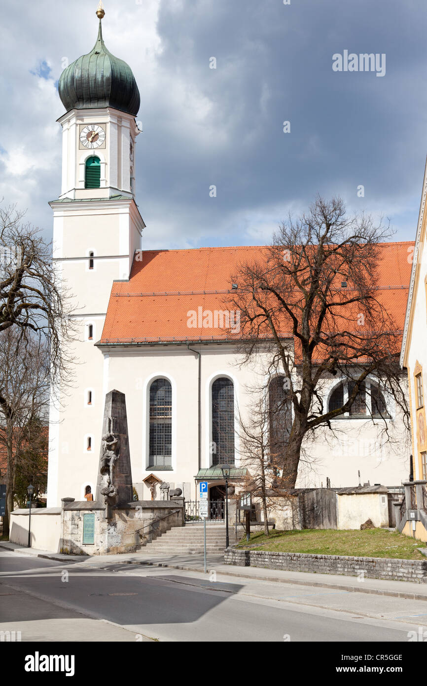 Die Kirche St. Peter und Paul in Oberammergau, Bayern, Deutschland Stockfoto