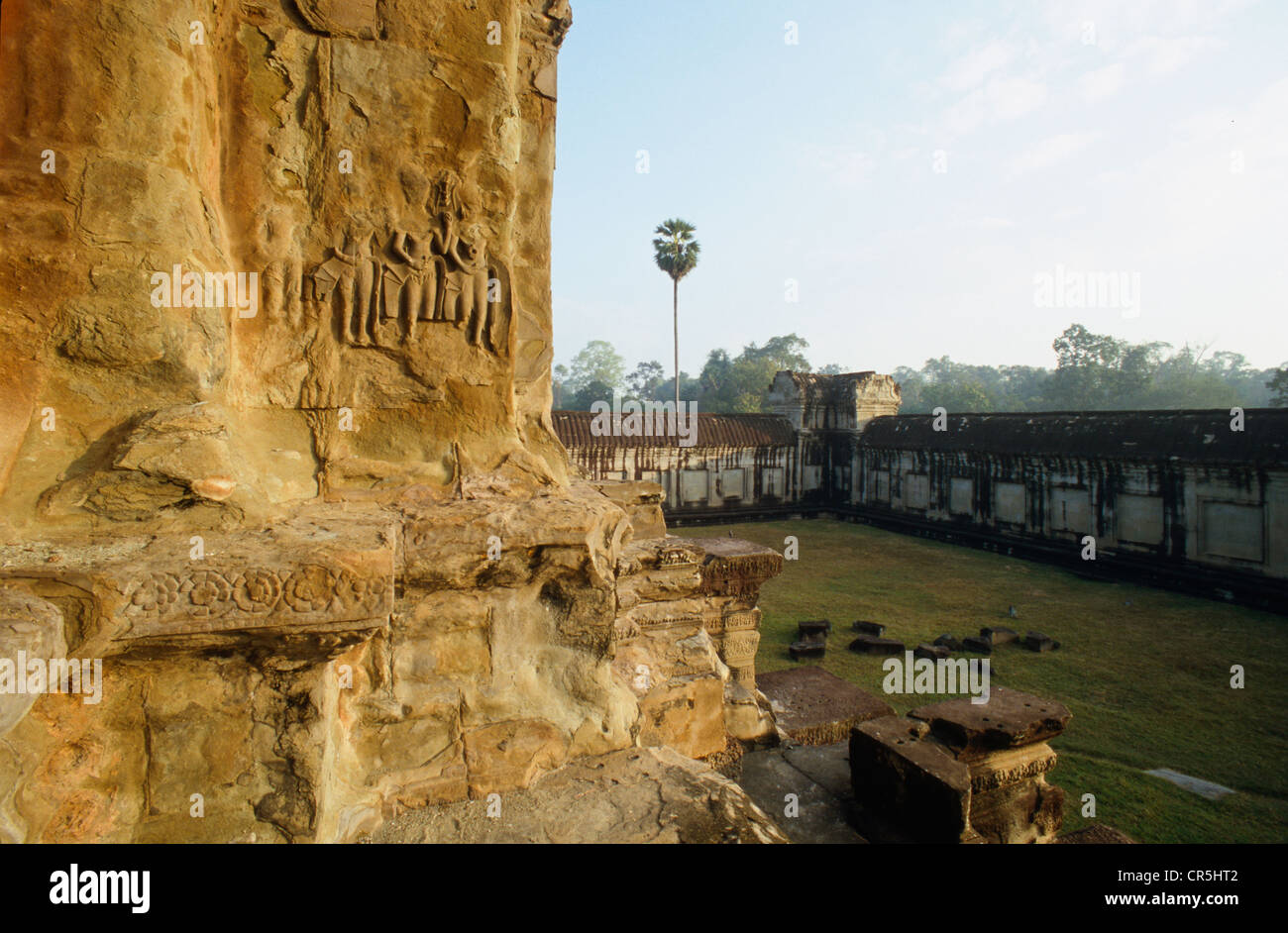 Felsen Carvings, Angkor Wat, Siem Reap, Kambodscha, Südost-Asien Stockfoto