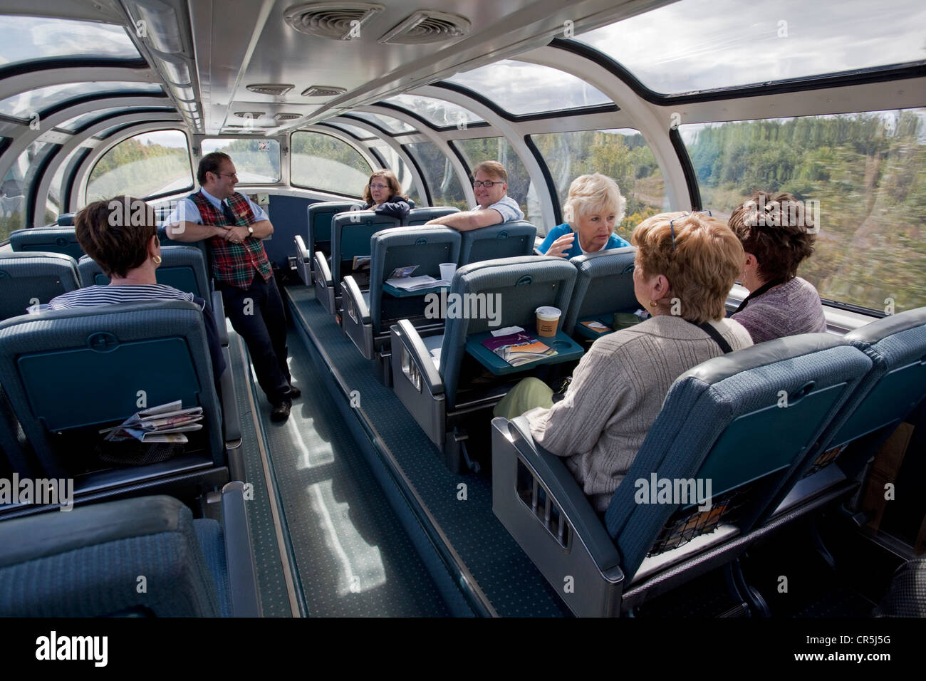 Kanada, New Brunswick, Acadia, Via Rail Montreal Moncton Train, dem malerischen Wagen Stockfoto