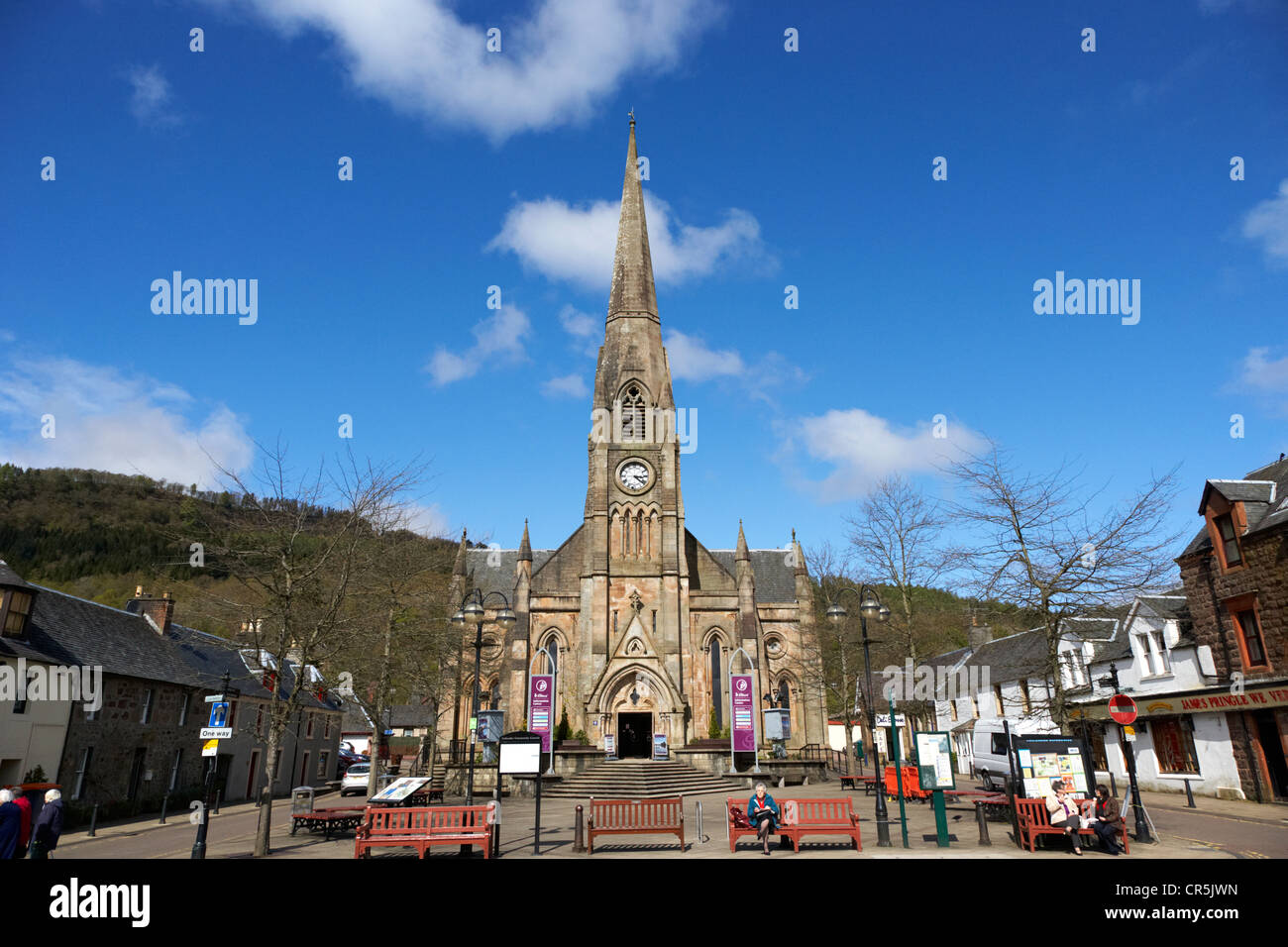 St. Kessogs Kirche besuchen Schottland Touristenzentrum in der malerischen Kleinstadt von Callander Schottland, Vereinigtes Königreich Stockfoto