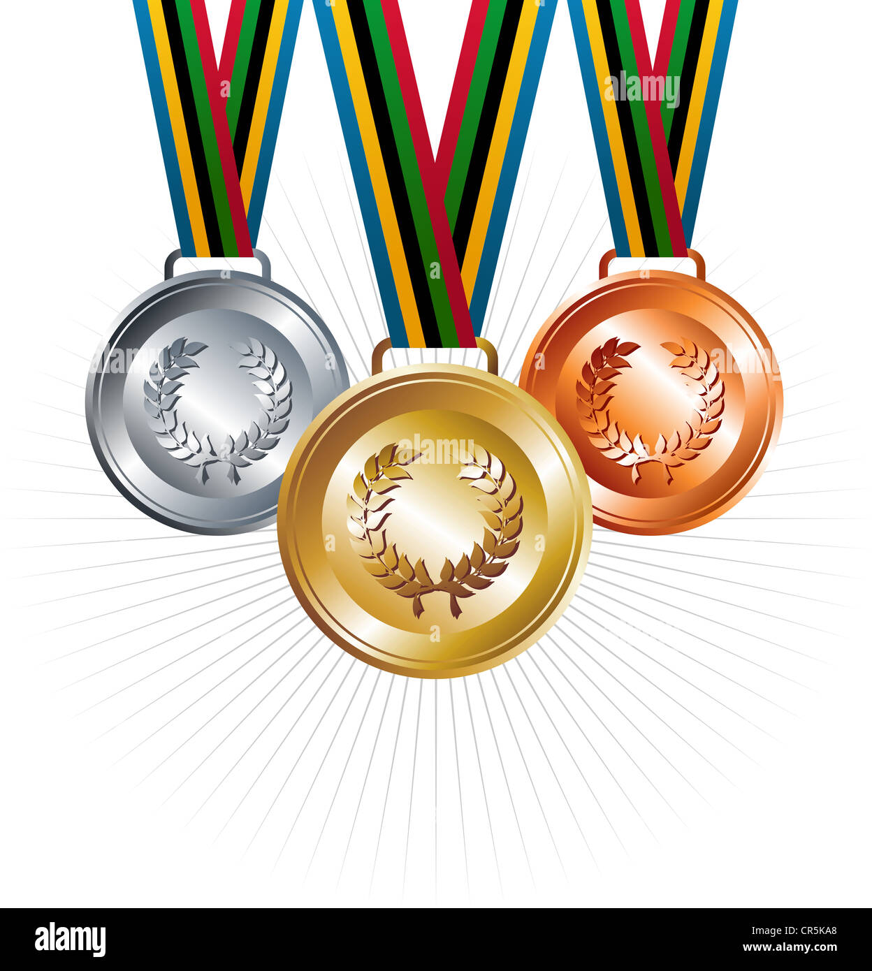 Sport Gold, silberne und Bronze Medaillen mit Menübandelemente legen Hintergrund. Vektor-Datei geschichtet für einfache Handhabung und Anpassung. Stockfoto